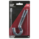 Ace Small Zinc-Plated Silver Steel 5 in. L Ceiling Hook 200 lb 2 pk