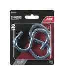 Ace Small Zinc-Plated Silver Steel 3-1/4 in. L S-Hook 240 lb 2 pk
