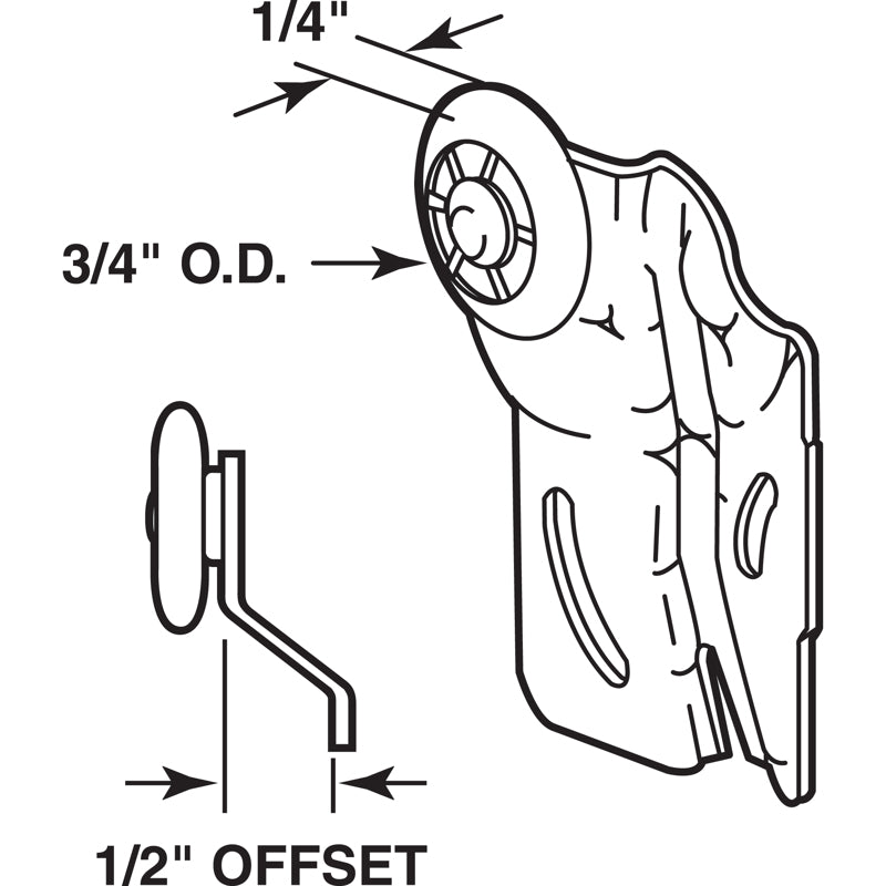 Prime-Line 3/4 in. D X 1/4 in. L Mill Nylon/Steel Roller Assembly 2 pk