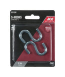 Ace Small Zinc-Plated Silver Steel 2 in. L S-Hook 150 lb 2 pk