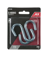 Ace Medium Zinc-Plated Silver Steel 3 in. L S-Hook 230 lb 2 pk