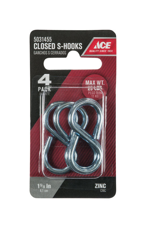 Ace Small Zinc-Plated Silver Steel 1.625 in. L Eight Hook 25 lb 1 pk