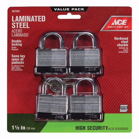 PADLOCK LAM 1-9/16" 4PK