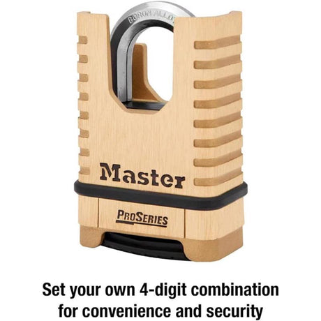Master Lock ProSeries 6.56 in. H X 2-1/4 in. W Brass 4-Digit Combination Hidden Shackle Padlock