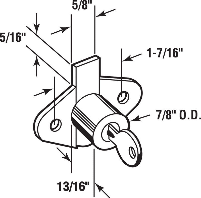 Prime-Line Bright Brass Bronze Steel Cabinet/Drawer Lock