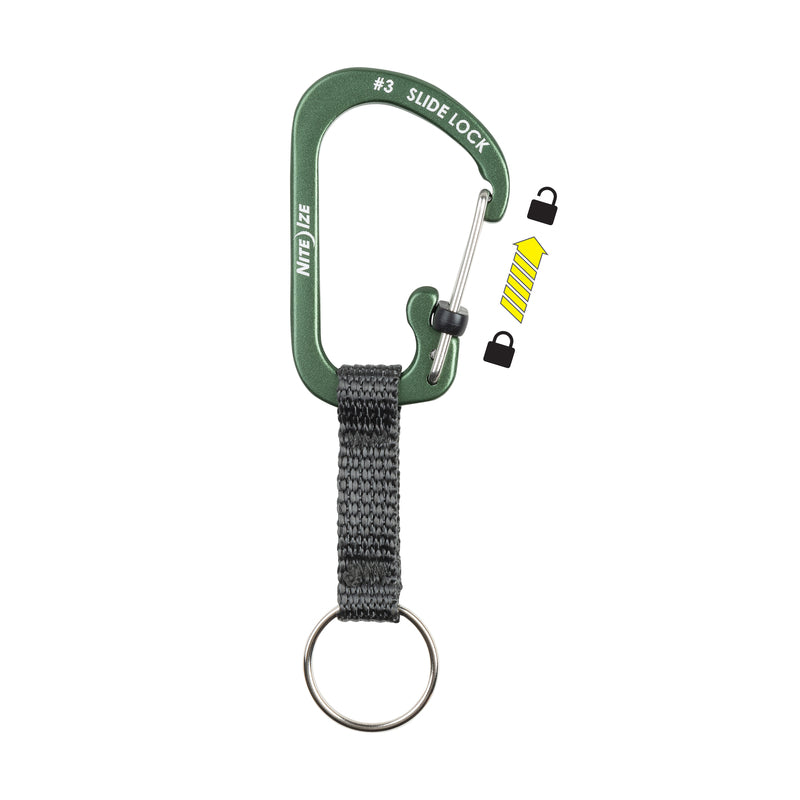 Nite Ize SlideLock 3/8 in. D Aluminum Olive Carabiner Key Ring