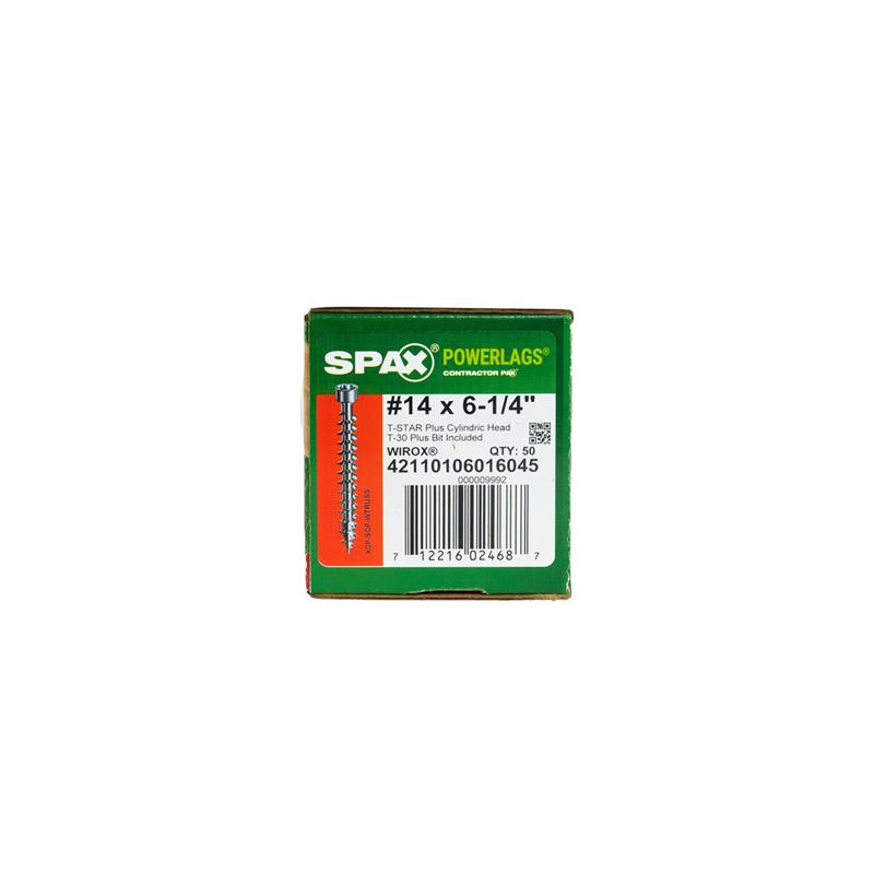 SPAX PowerLags No. 14 Label X 6-1/4 in. L Star Round Head Construction Screws 50 pk