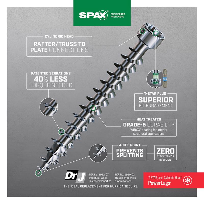 SPAX PowerLags No. 14 Label X 6-1/4 in. L Star Round Head Construction Screws 50 pk