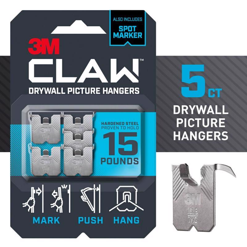 3M Claw Silver Drywall Picture Hanger 15 lb 5 pk