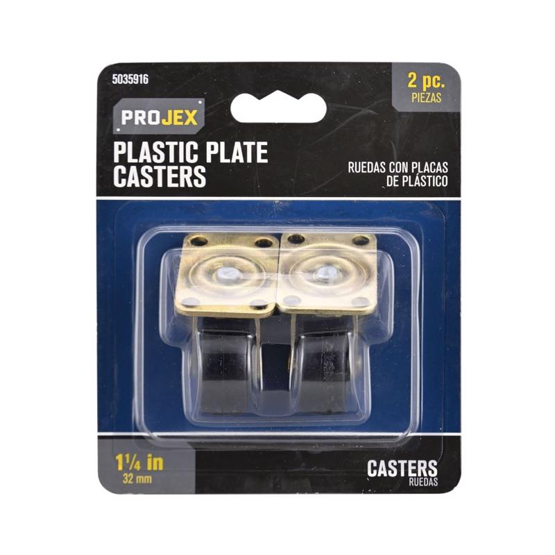 CASTER 1.25" BL PLT 2PK