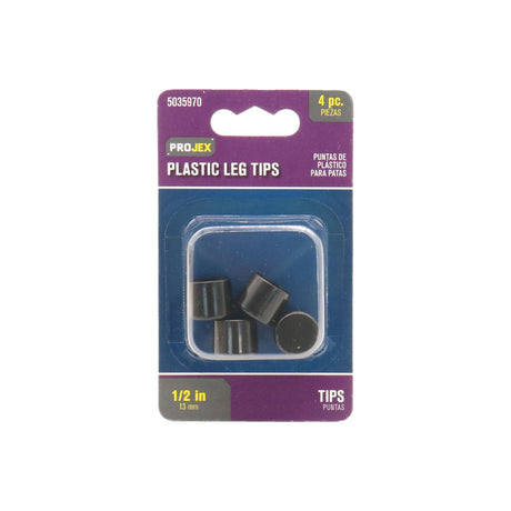 TIP LEG PLST BLK 1/2"4PK
