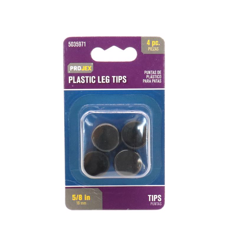 TIP LEG PLST BLK 5/8"4PK