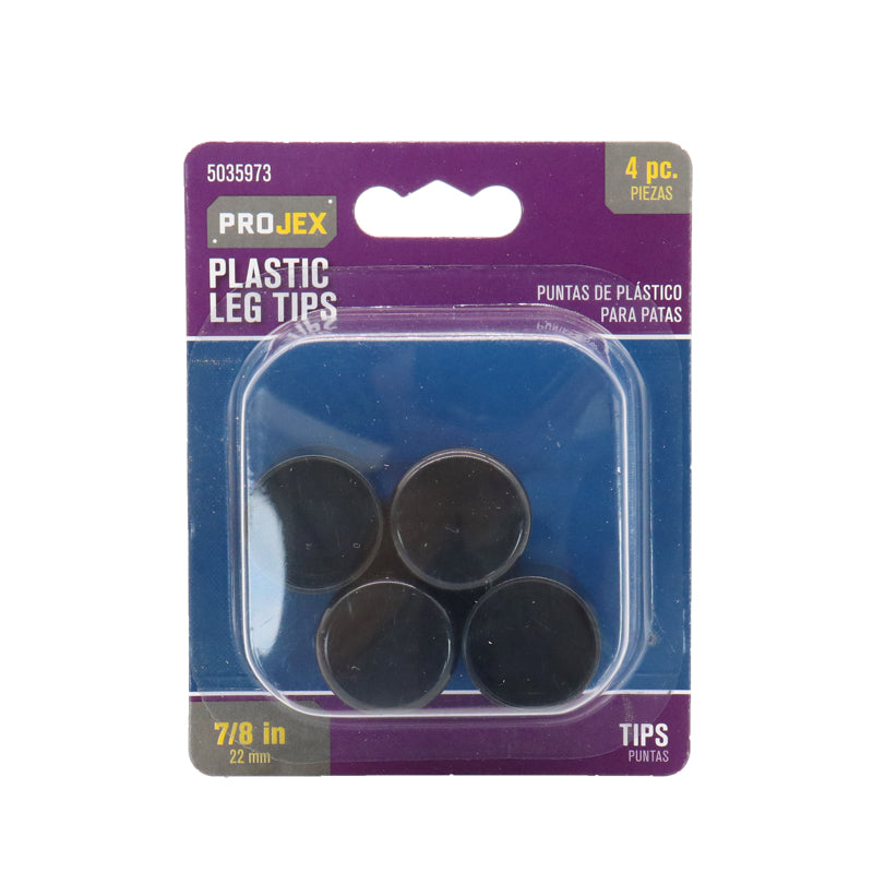 TIP LEG PLST BLK 7/8"4PK