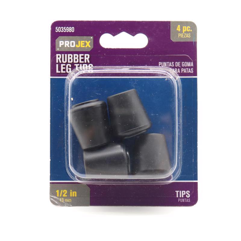 TIP LEG RUBR BLK 1/2"4PK