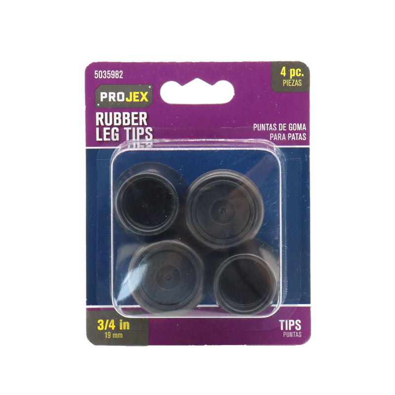 TIP LEG RUBR BLK3/4"4PK