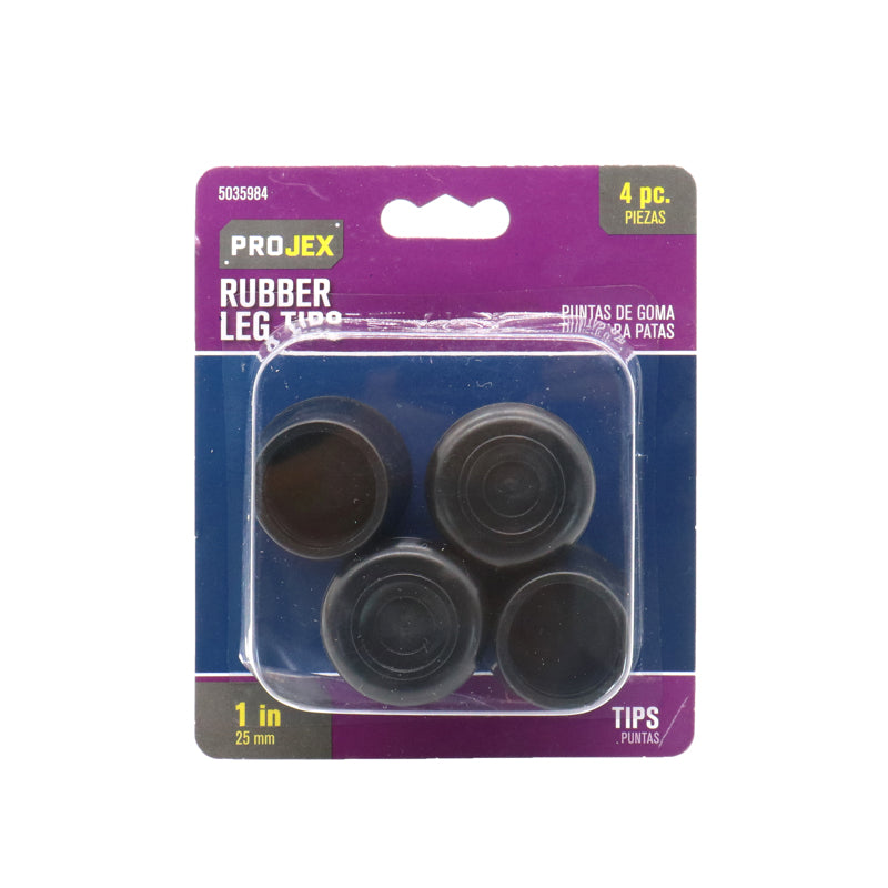 TIP LEG RUBR BLK 1" 4PK