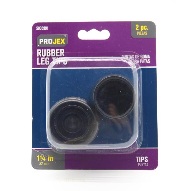 Projex Rubber Leg Tip Black Round 1-1/4 in. W 2 pk