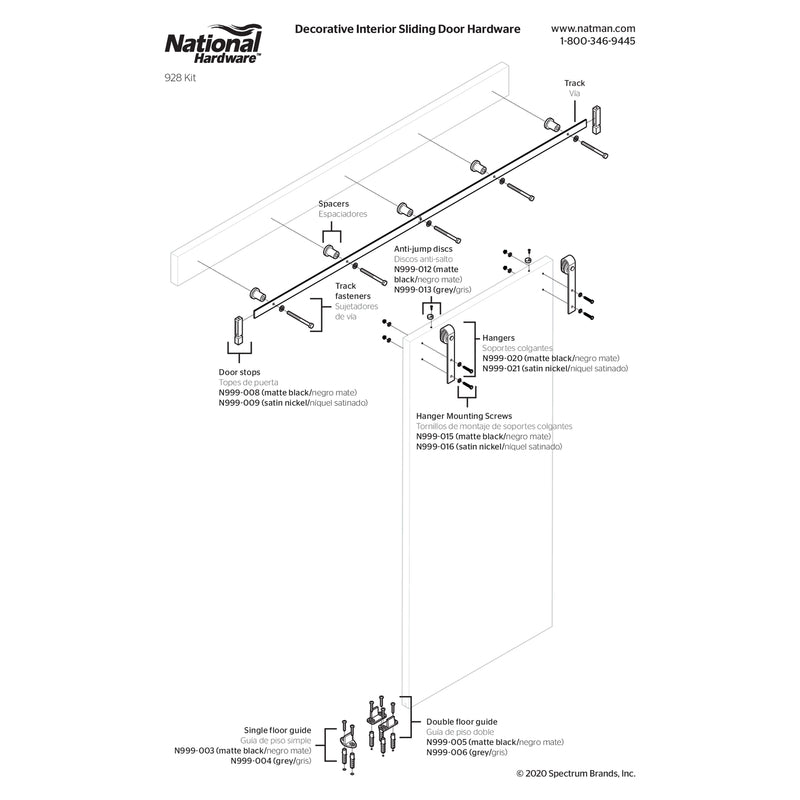 National Hardware Classic Matte Black Steel Barn Door Hanger Kit 1 pc