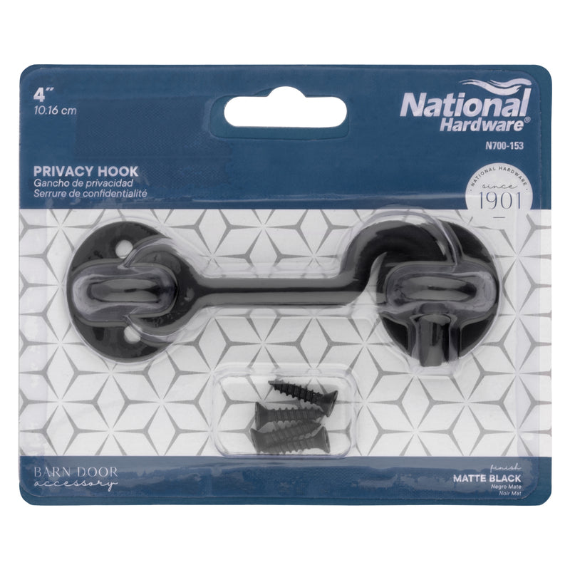 National Hardware Matte Black Steel Hook and Eye Closure 1 pc