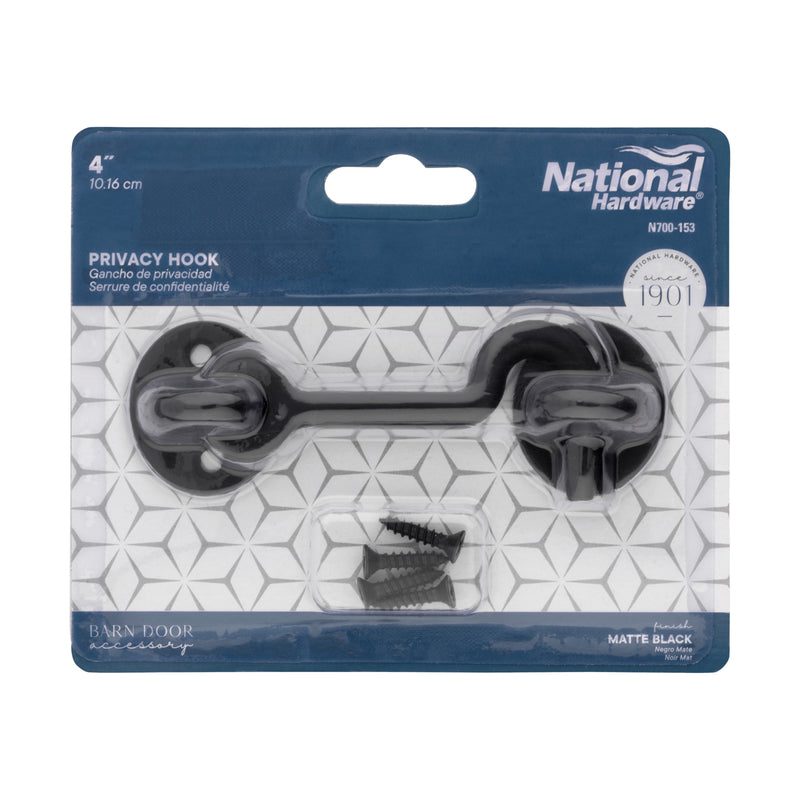 National Hardware Matte Black Steel Hook and Eye Closure 1 pc