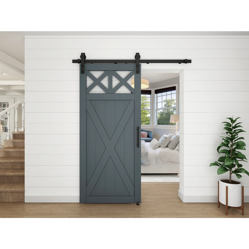 National Hardware Designer Matte Black Steel Barn Door Hanger Kit 1 pc