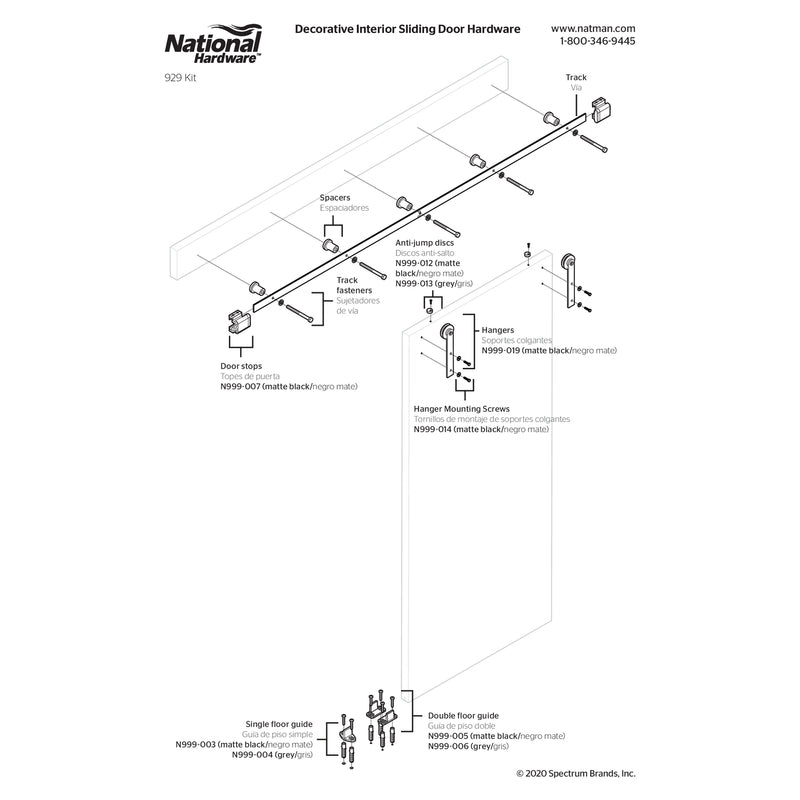 National Hardware Builder Matte Black Steel Barn Door Hanger Kit 1 pc