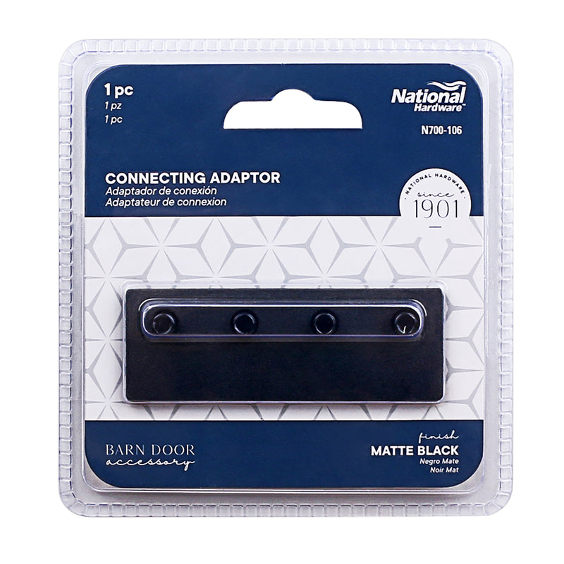National Hardware 3-1/8 in. L Matte Black Steel Sliding Door Hardware Connecting Adapter 1 pk