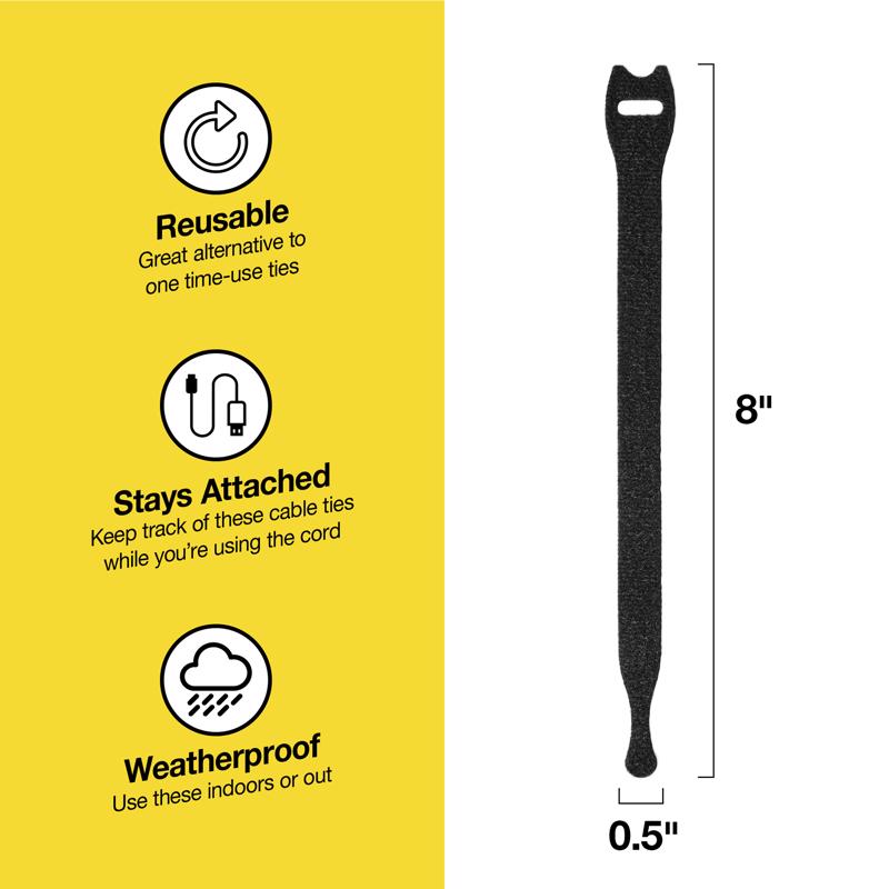 Wrap-It Cable Ties  Roll 8 in. L Black Nylon Cable Ties Roll