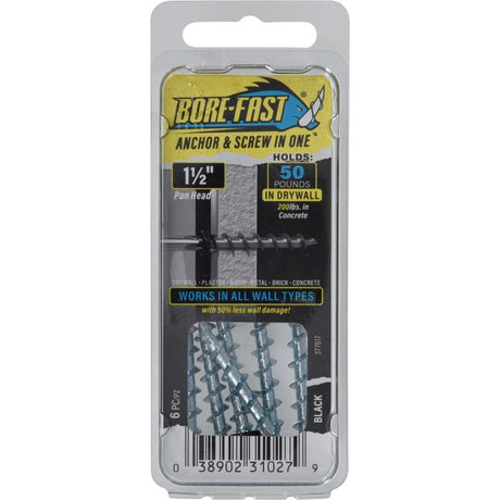 SCREW & ANCHOR BLK 6PC