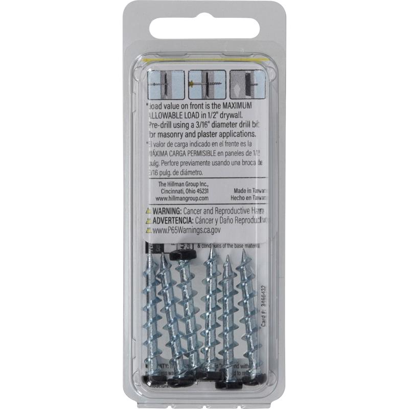 Bore-Fast 3/16 in. D X 1-1/2 in. L Steel Pan Head Screw and Anchor 6 pc