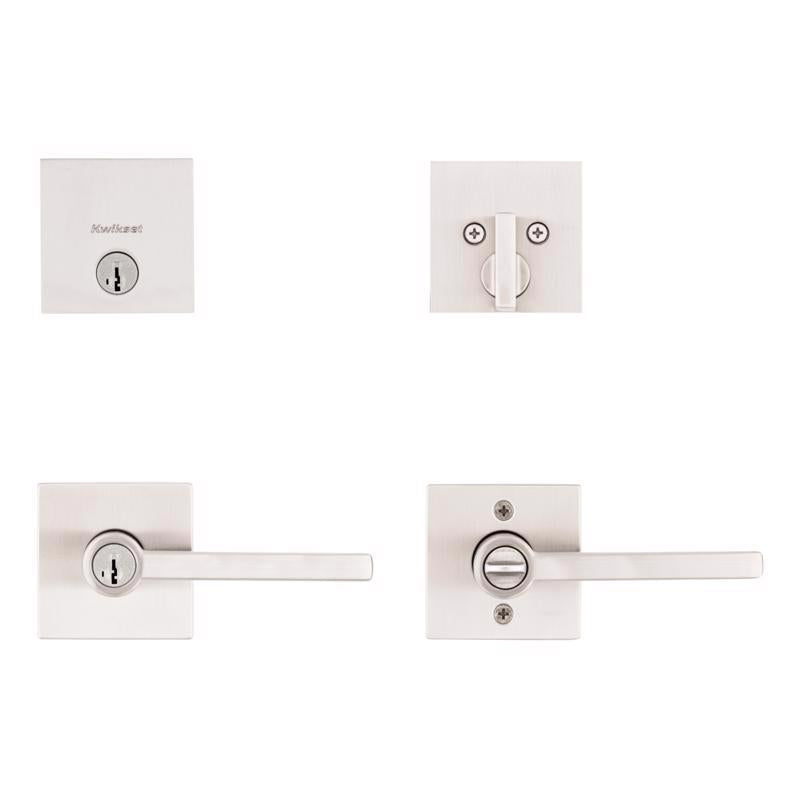 Kwikset Halifax Satin Nickel Zinc Lever and Single Cylinder Deadbolt