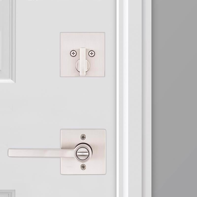 Kwikset Halifax Satin Nickel Zinc Lever and Single Cylinder Deadbolt