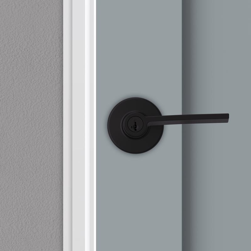Kwikset Ladera Matte Black Keyed Entry Lever 2-3/4 in.
