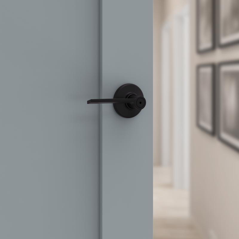 Kwikset Ladera Matte Black Bed and Bath Lever Right or Left Handed