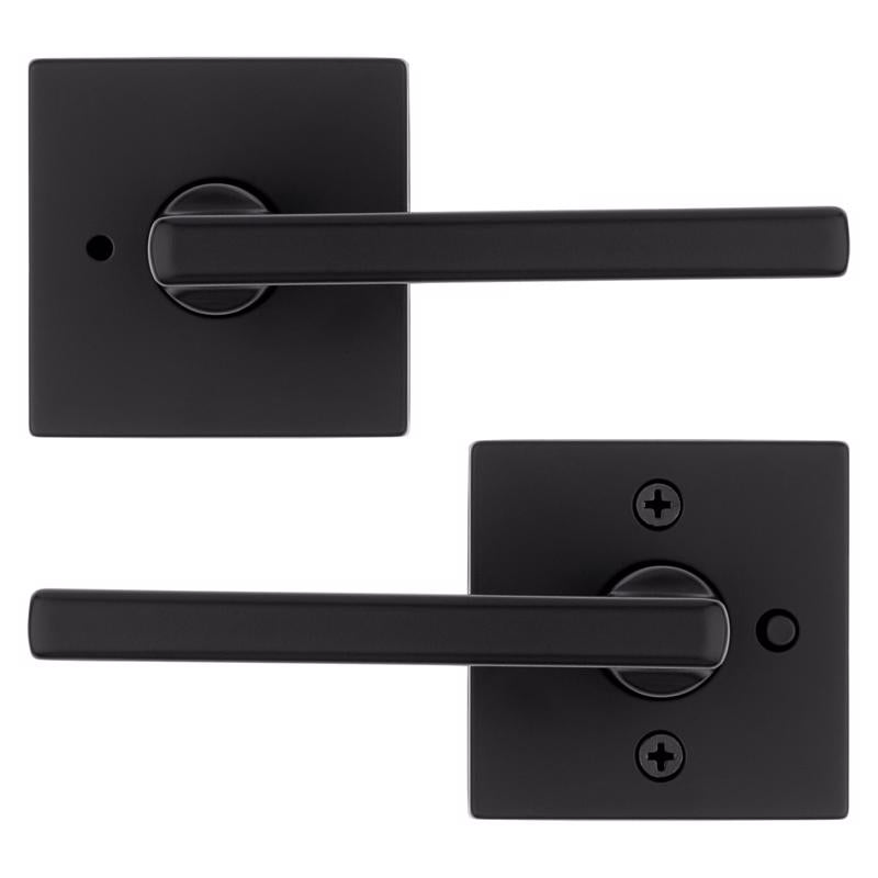 Kwikset Halifax Matte Black Bed and Bath Lever Right or Left Handed