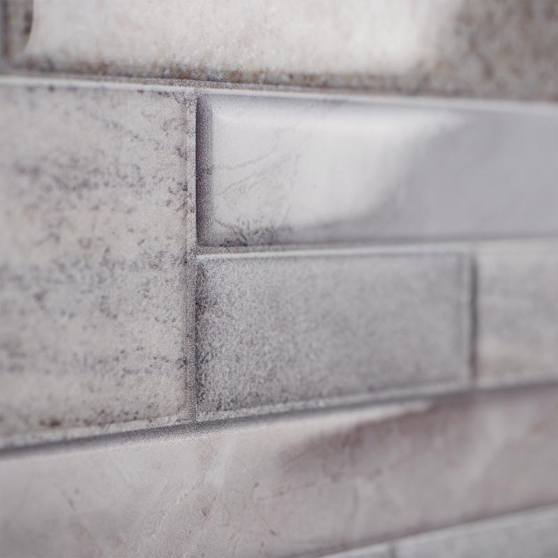 Smart Tiles 11.4 in. W X 22.5 in. L Gray Multiple Finish (Mosaic) Vinyl Adhesive Wall Tile 2 pc