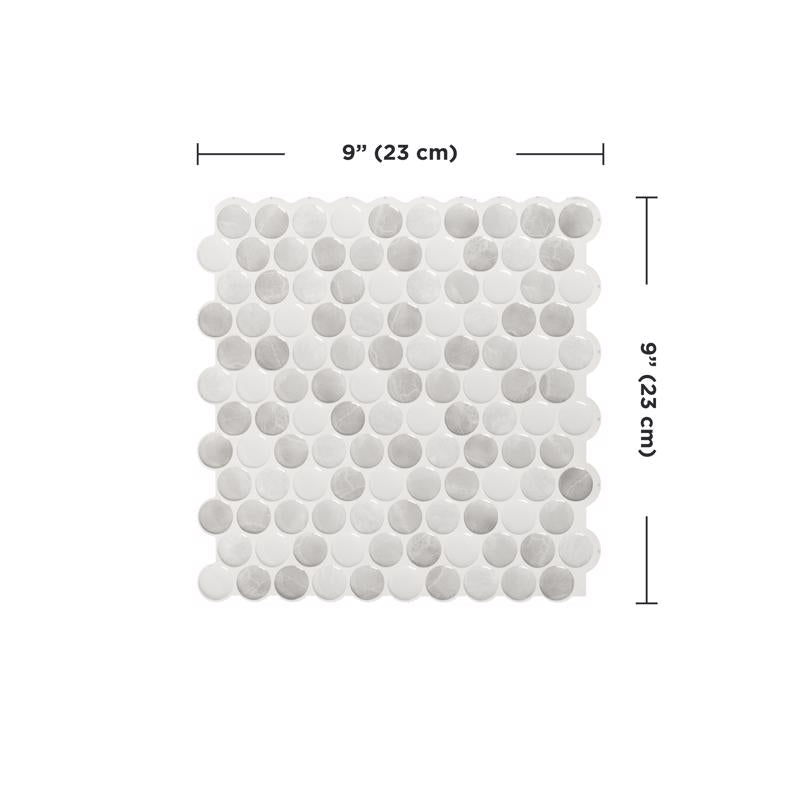 Smart Tiles 8.95 in. W X 8.97 in. L Gray Glazed Vinyl Adhesive Wall Tile 4 pc