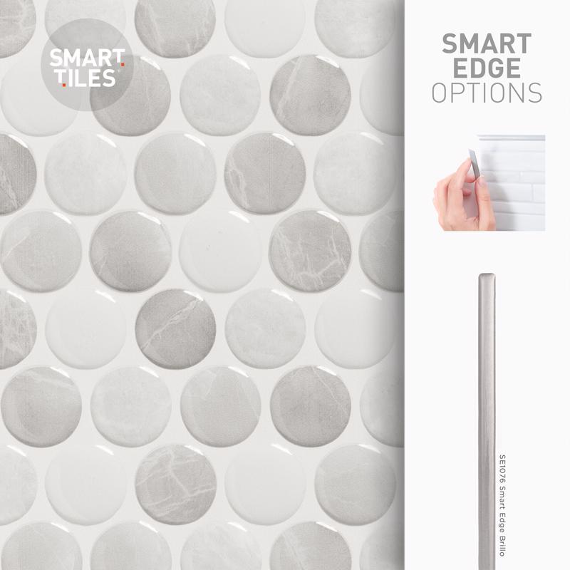 Smart Tiles 8.95 in. W X 8.97 in. L Gray Glazed Vinyl Adhesive Wall Tile 4 pc