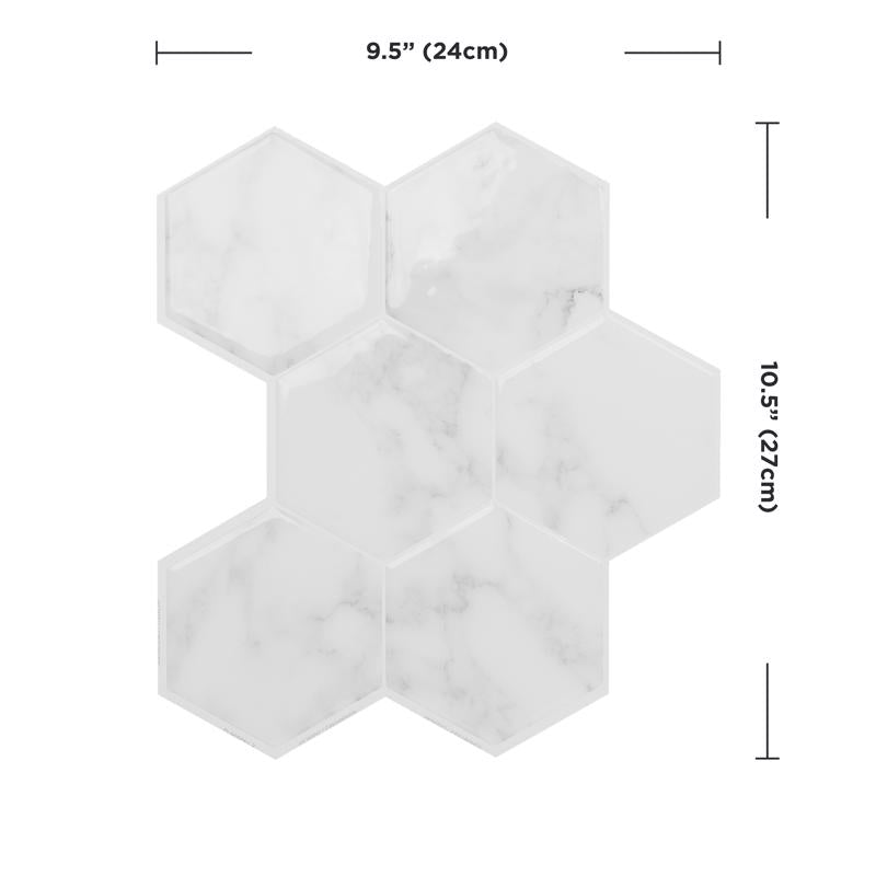 Smart Tiles 9.56 in. W X 10.61 in. L White Glazed Vinyl Adhesive Wall Tile 4 pc