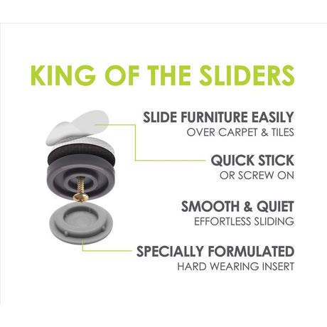 Slipstick GorillaGlides Gray 1 in. Screw-On Plastic Chair Glide 8 pk