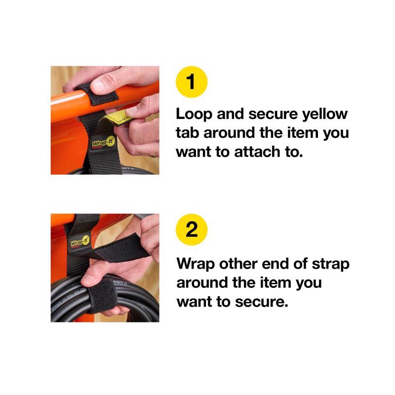 Wrap-It Twin Straps 16 in. L Black Polypropylene Cable Organizer