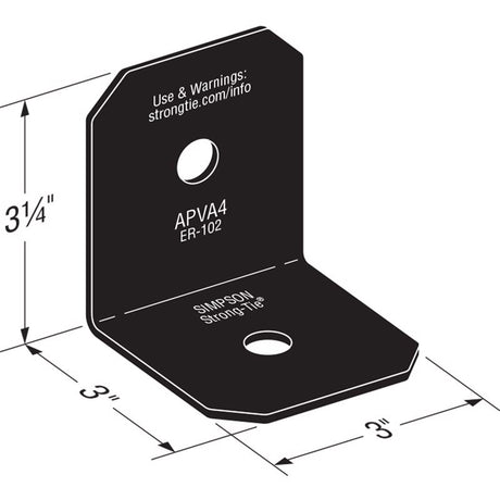 Simpson Strong-Tie APVA 3 in. W X 8-1/4 in. L Steel Angle