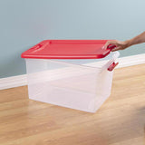 Sterilite 64 qt Clear/Red Latching Storage Box 13.5 in. H X 23.75 in. W X 16 in. D