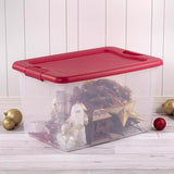 Sterilite 64 qt Clear/Red Latching Storage Box 13.5 in. H X 23.75 in. W X 16 in. D