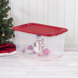 Sterilite 64 qt Clear/Red Latching Storage Box 13.5 in. H X 23.75 in. W X 16 in. D