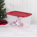 Sterilite 64 qt Clear/Red Latching Storage Box 13.5 in. H X 23.75 in. W X 16 in. D