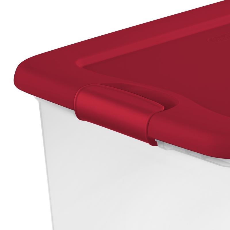 Sterilite 64 qt Clear/Red Latching Storage Box 13.5 in. H X 23.75 in. W X 16 in. D