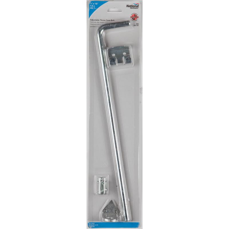 National Hardware 19.9 in. L Zinc-Plated Silver Steel Cane Bolt 1 pk