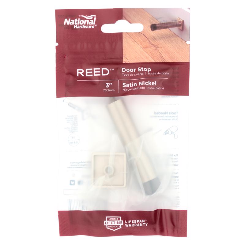 National Hardware Reed 1 in. W X 3 in. L Aluminum Satin Nickel Door Stop Mounts to door and wall