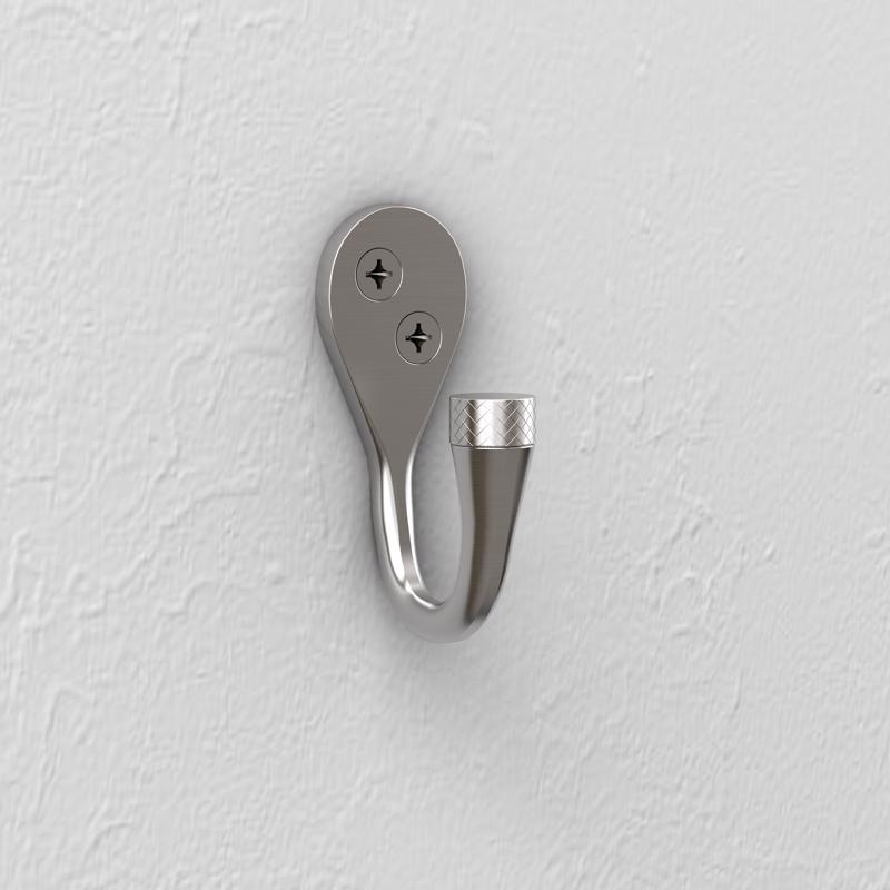 National Hardware Powell Medium Satin Nickel Silver Aluminum 2-5/8 in. L Knurled Hook 60 lb 1 pk